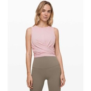 Lululemon Time to Restore Crop Tank Top Tie Front Smoky Blush Pink Size 6